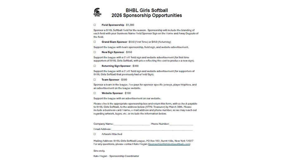 2025 Sponsorship Opportunities Available