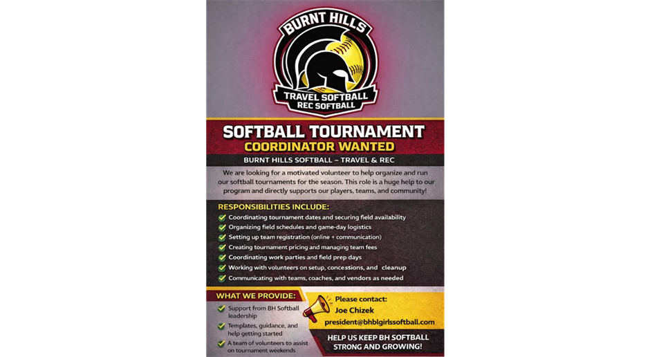 SOFTBALL TOURNAMENT COORDINATOR WANTED
